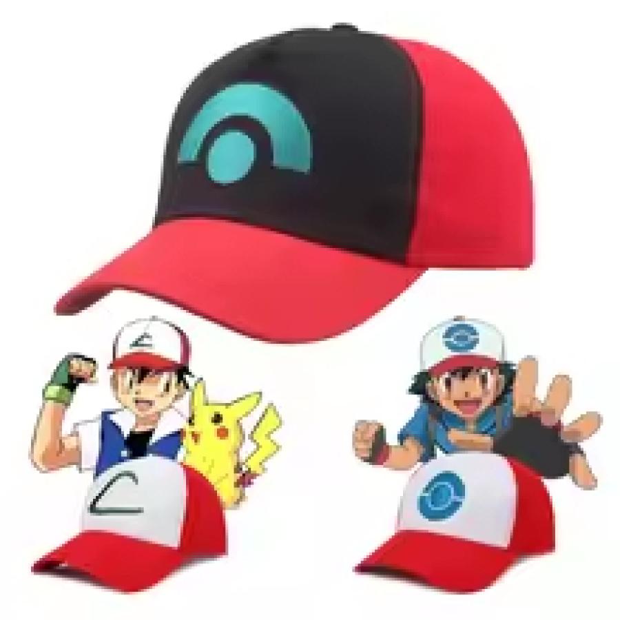 Anime Cartoon Pokemon Hats Pocket Monster Figure Ash Ketchum Cosplay Series Cartoon Hat Adjustable Child Baseball Cap Mesh Hats