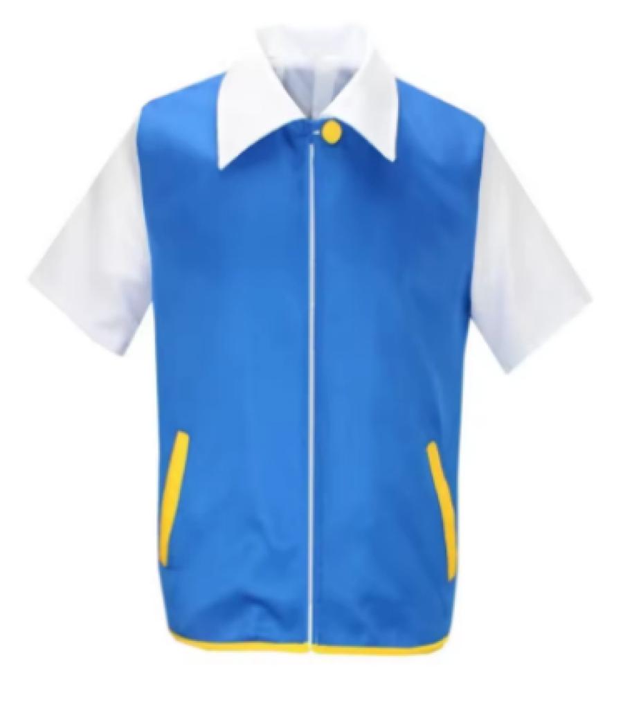 New Cosplay Anime Ash Ketchum Clothes Men Blue Jacket Costume Boys Girls Cosplay for Party Trainer Pokemon Cap Gloves Set