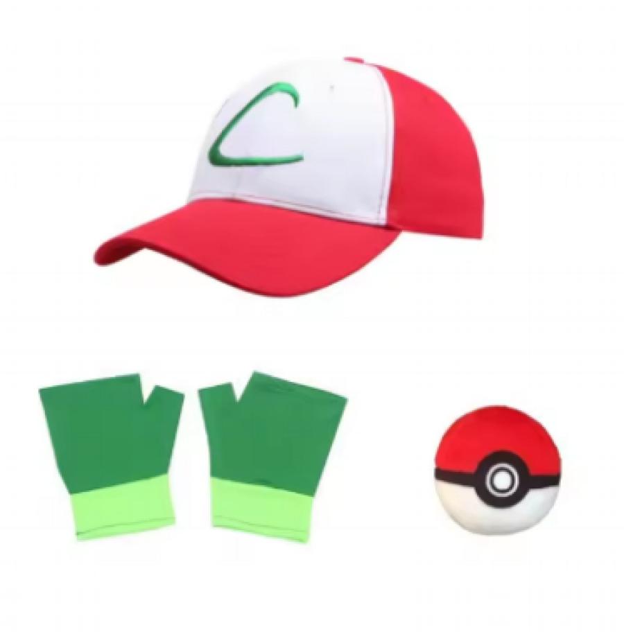 Cartoon Anime Ash Ketchum Trainer Blue Jacket Costume P-PokemonING Go Blue Jacket Hats Gloves For Boys Girls Cosplay for Party