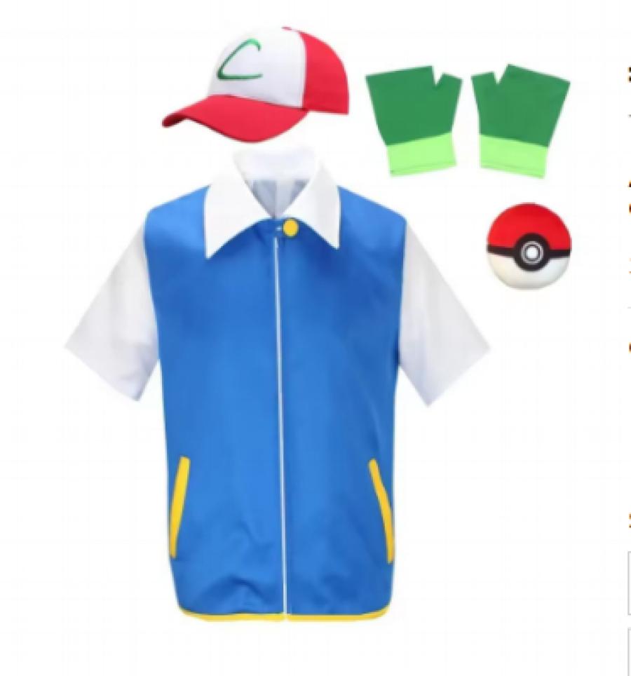 Anime Pokemon Cosplay Anime Ash Ketchum Clothes Men Blue Jacket Costume Boys Girls Cosplay for Party Trainer Pokemon Cap Gloves