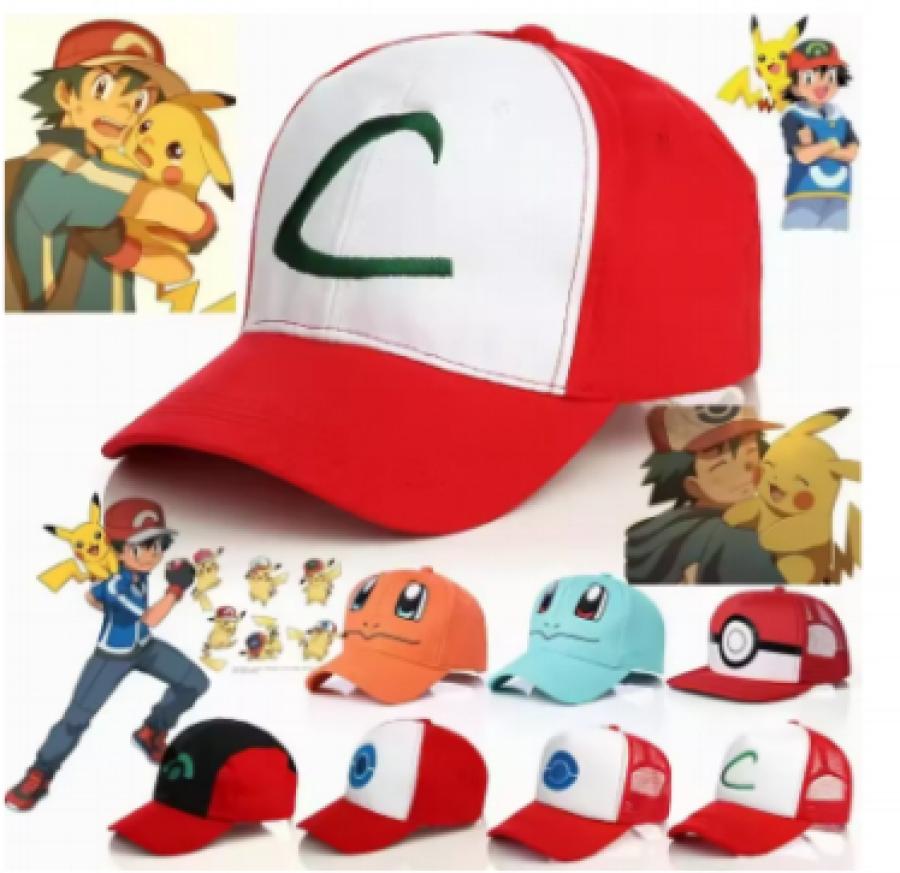 Pokemon Ash Ketchum Pikachu Cosplay Hats Charmander Squirtle Poke Ball Child Adult Demo Baseball Cap Sports Street Sun-proof Hat