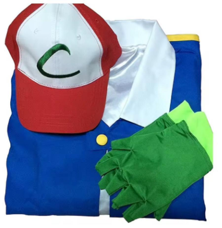 Adult Halloween Costume Ash Ketchum Trainer for Men Anime Cosplay Women Disfraz Party Jacket Cap and Gloves Sets